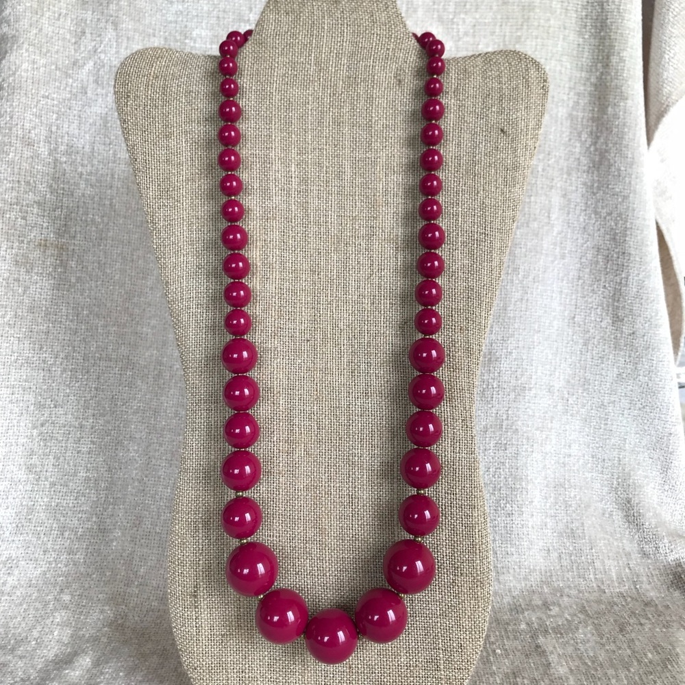 Vintage Raspberry Bauble Long Necklace